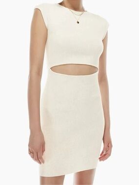 Aritzia Wilfred Free knit dress features a distinct midriff cutout